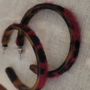 Red print hoop earrings